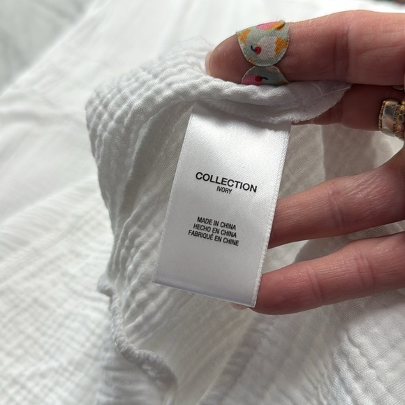 Joe's White Gauze Maxi Dress Smocked Waist Cap Sleeve Pockets Size Large - Picture 4 of 11